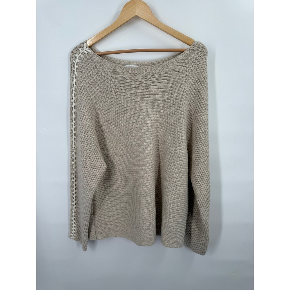 Pure Jill Cotton Sweater Womens L Oatmeal Oversized Cozy Comfy Soft Minimalist